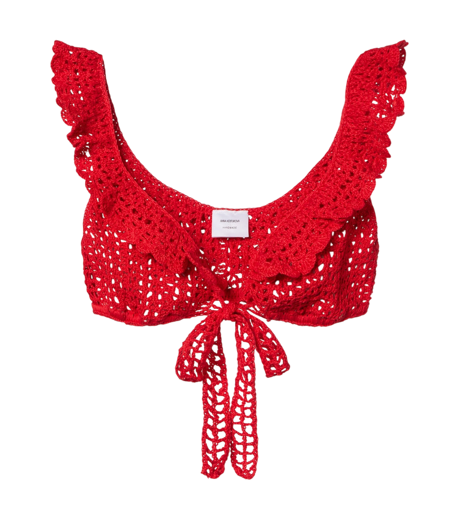 Top de bikini de crochet de algodón Brigitte de Anna Kosturova