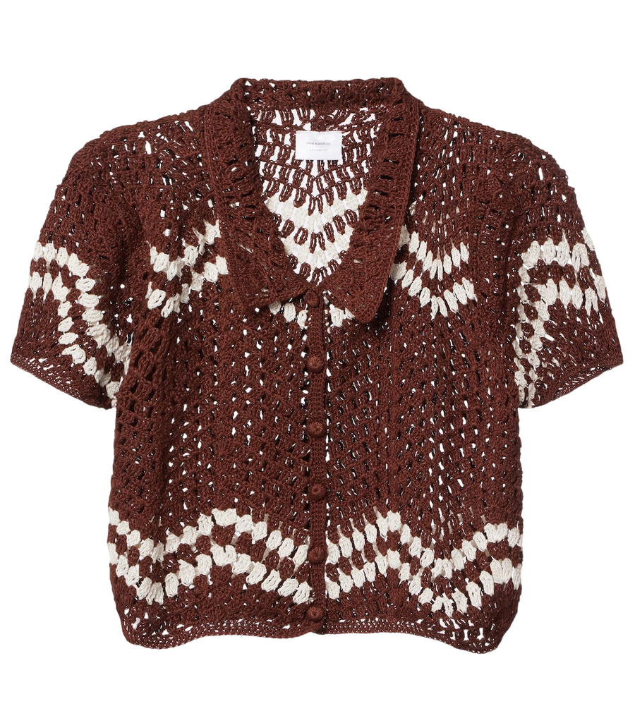 Anna Kosturova Crochet cropped cotton top