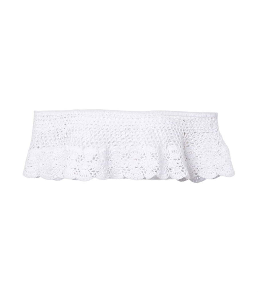 Anna Kosturova Crochet off-shoulder cotton crop top