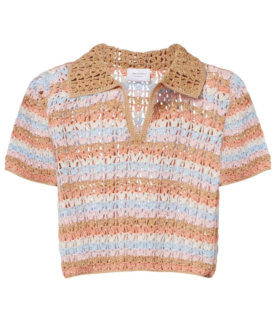 Polo en coton rayé au crochet Anna Kosturova
