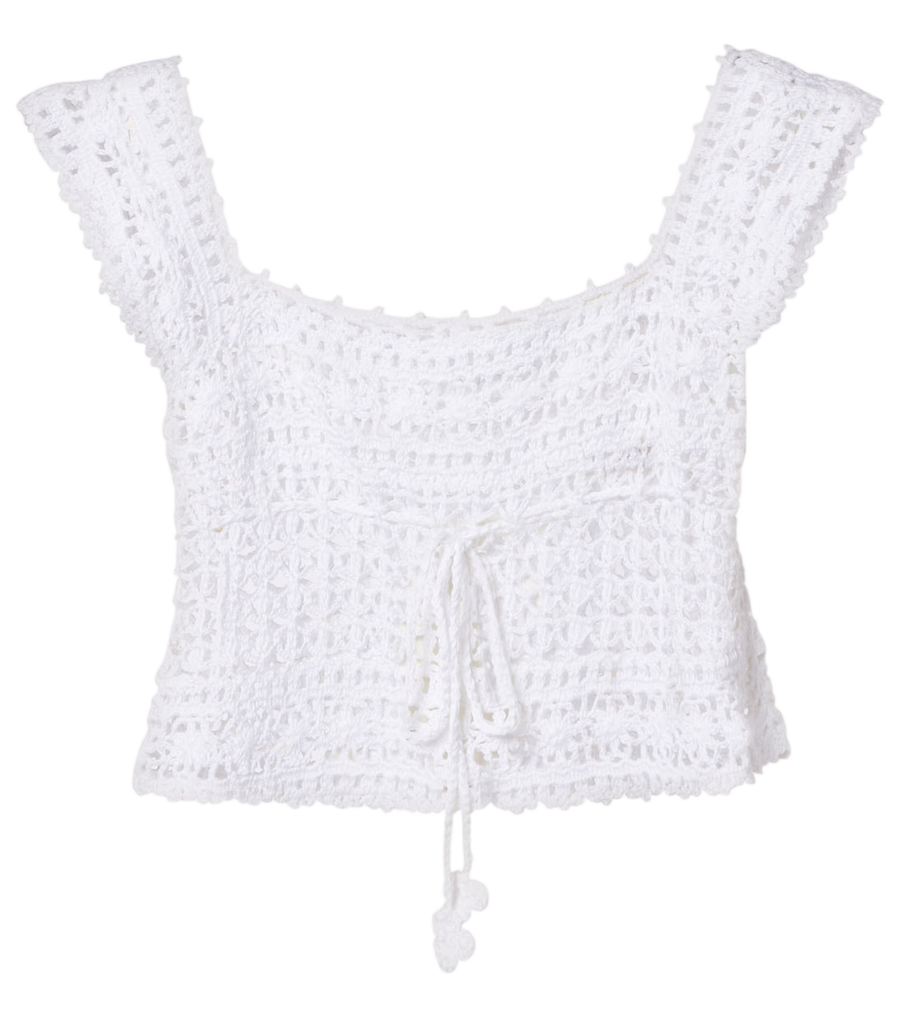Top corto de crochet de algodón Deauville de Anna Kosturova