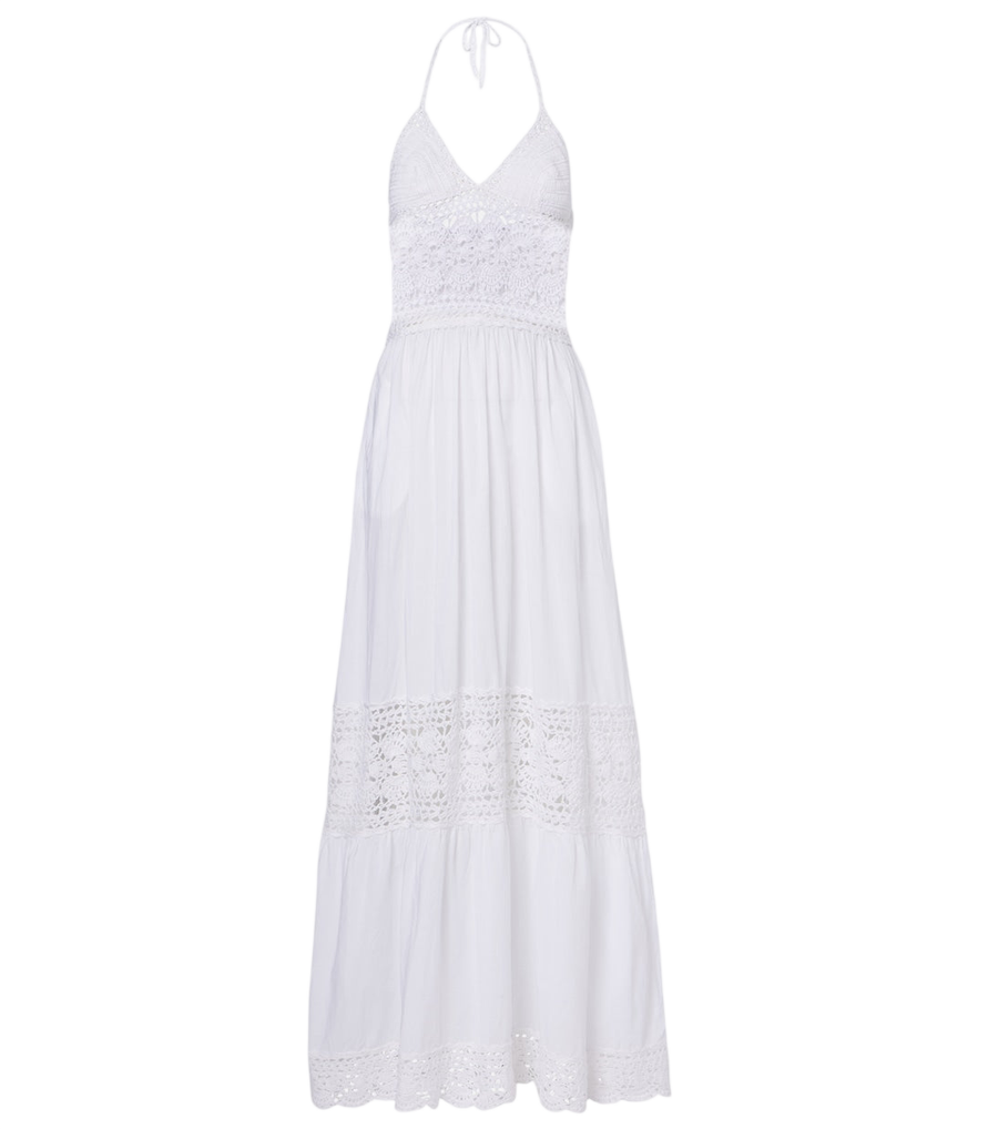 Anna Kosturova Filigree crochet halterneck maxi dress