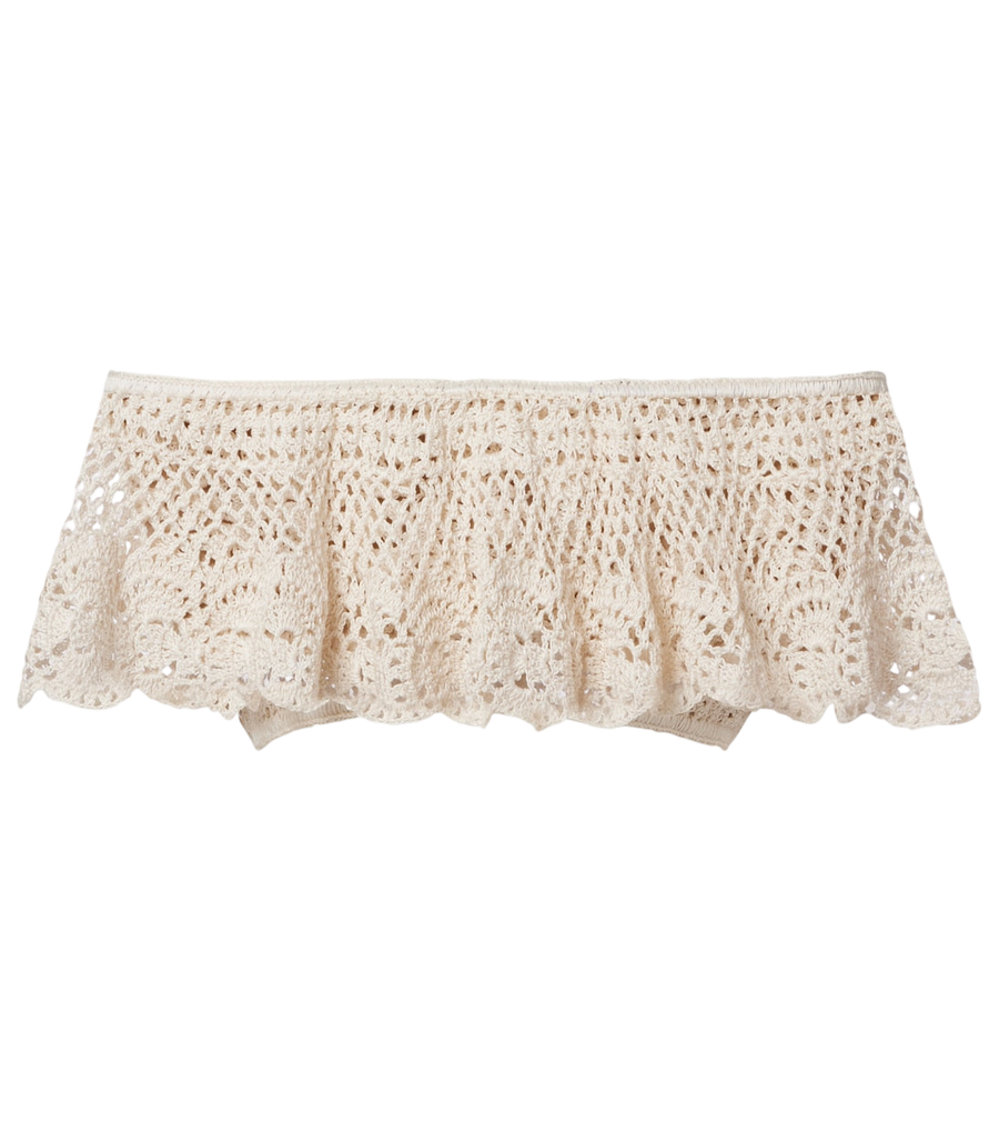 Anna Kosturova Filigree crochet off-shoulder cotton crop top