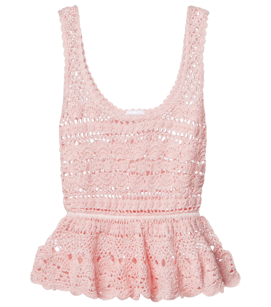 Top de algodón con péplum y crochet Marianne de Anna Kosturova