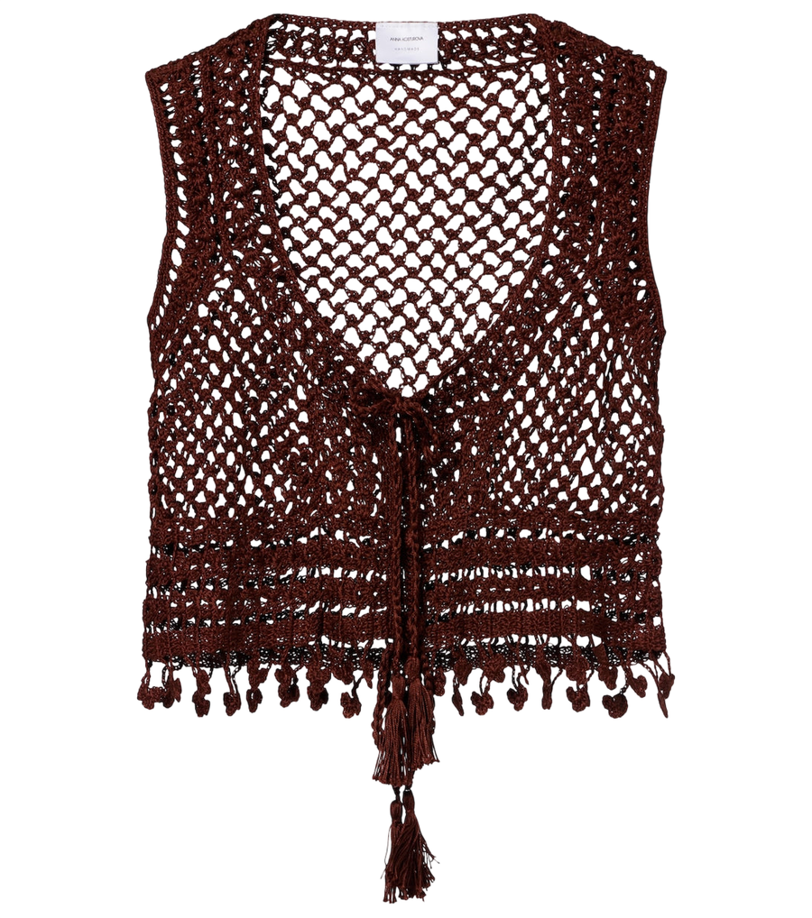 Top corto de crochet de algodón Marrakesh de Anna Kosturova