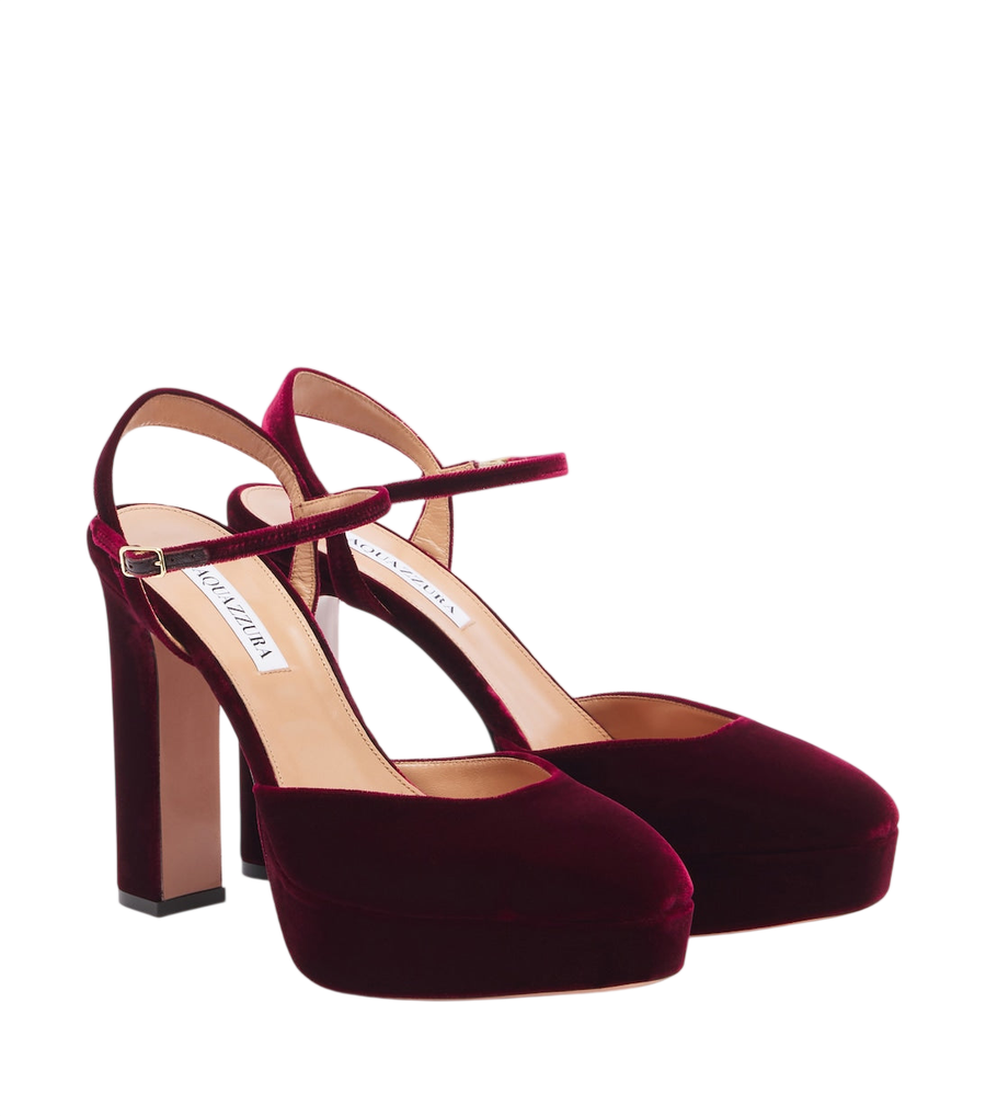 Aquazzura Décolleté con plateau in velluto Amira