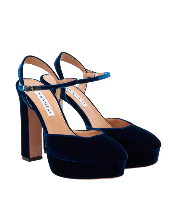 Escarpins slingback à plateforme en velours Amira d'Aquazzura