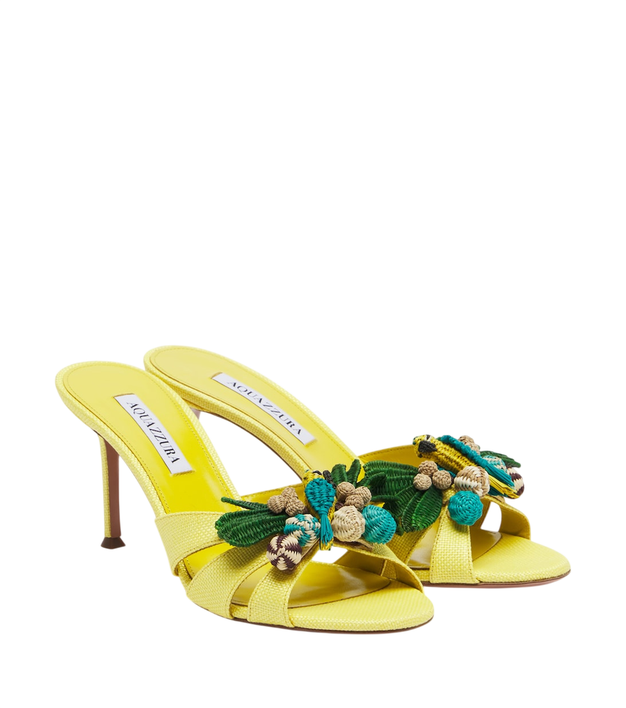 Aquazzura Birdsong raffia mules