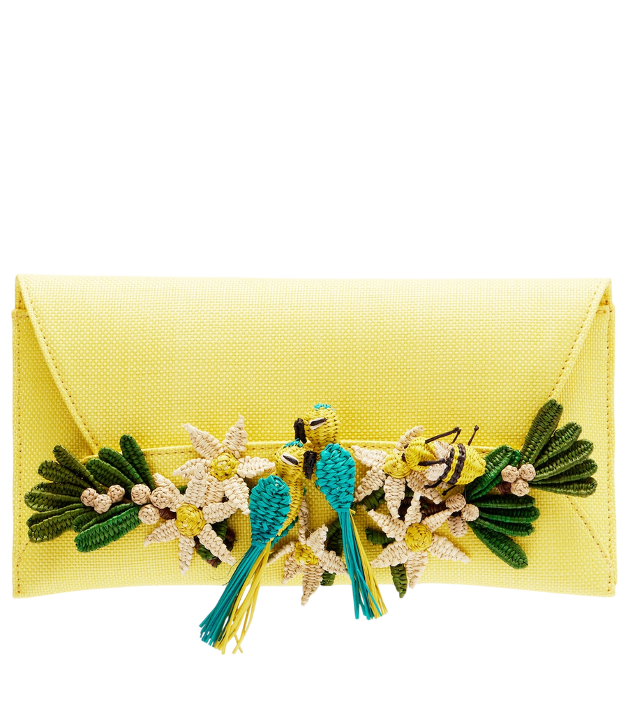 Bolso de mano pequeño Birdsong de rafia de Aquazzura