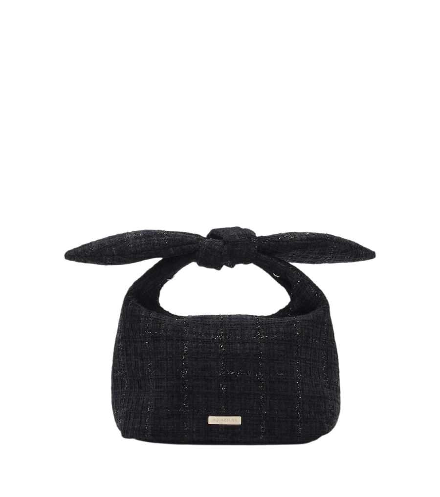 Aquazzura Bow Tie Mini tweed top-handle bag