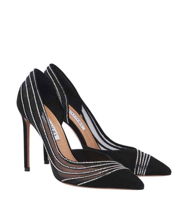 Escarpins Dream Girl en résille ornée et daim d'Aquazzura