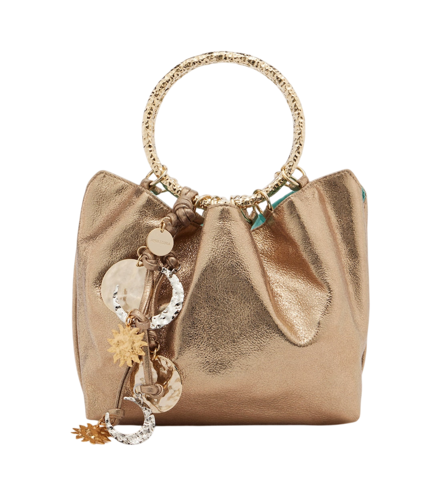 Aquazzura Night Stars metallic leather bucket bag