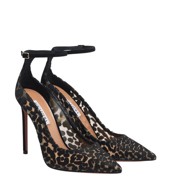 Aquazzura Sapatos de malha com estampa de leopardo Panthera