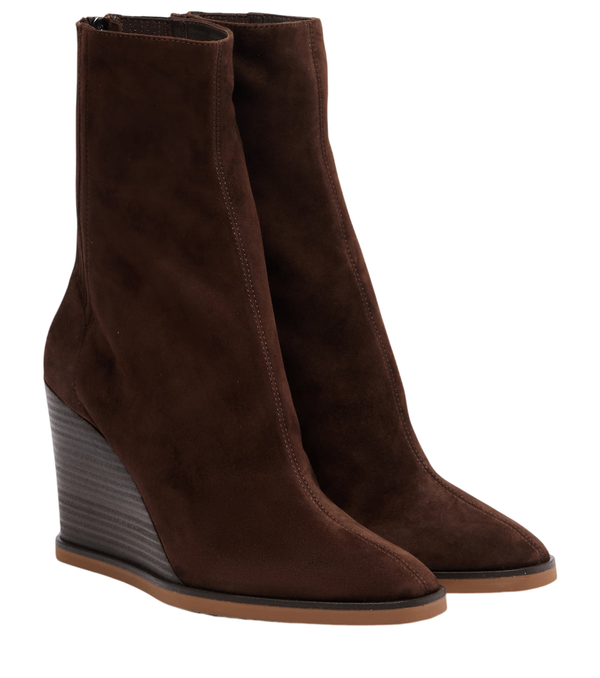 Aquazzura Saint Honoré 85 suede wedge ankle boots