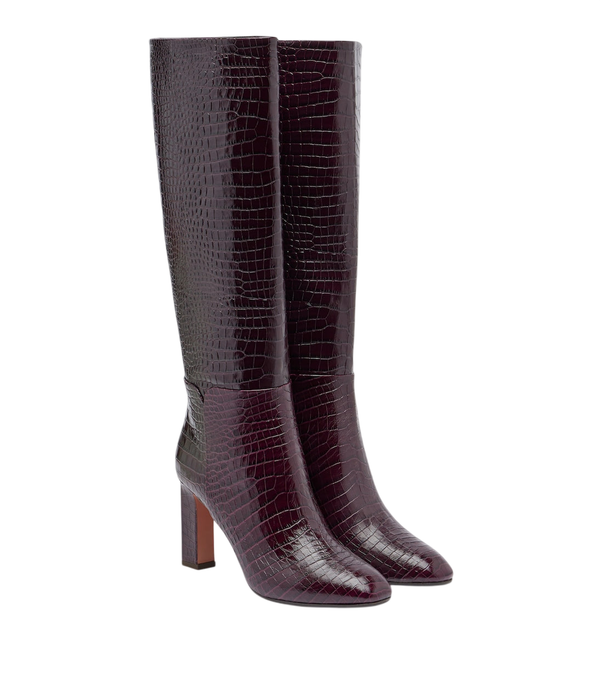 Aquazzura Sellier croc-effect leather knee-high boots