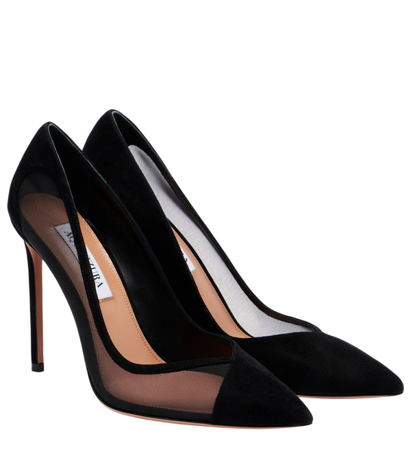 Escarpins Aquazzura Studio 105 en daim à finitions en résille