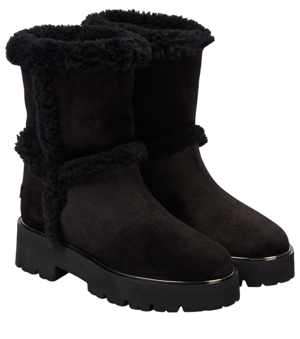 Aquazzura Teddi shearling-trimmed leather booties