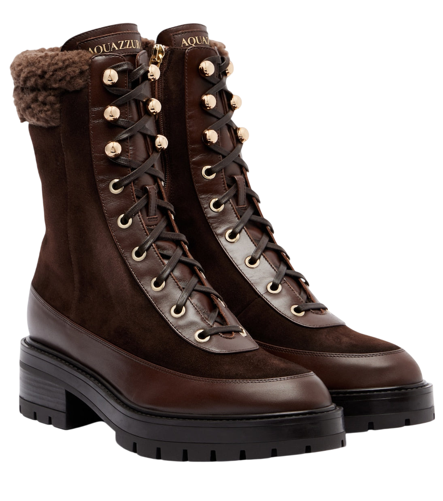 Aquazzura Very Cortina suede lace-up boots