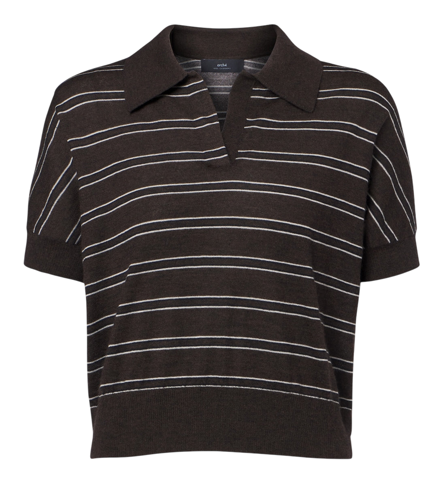 Arch4 Darya striped cashmere polo shirt