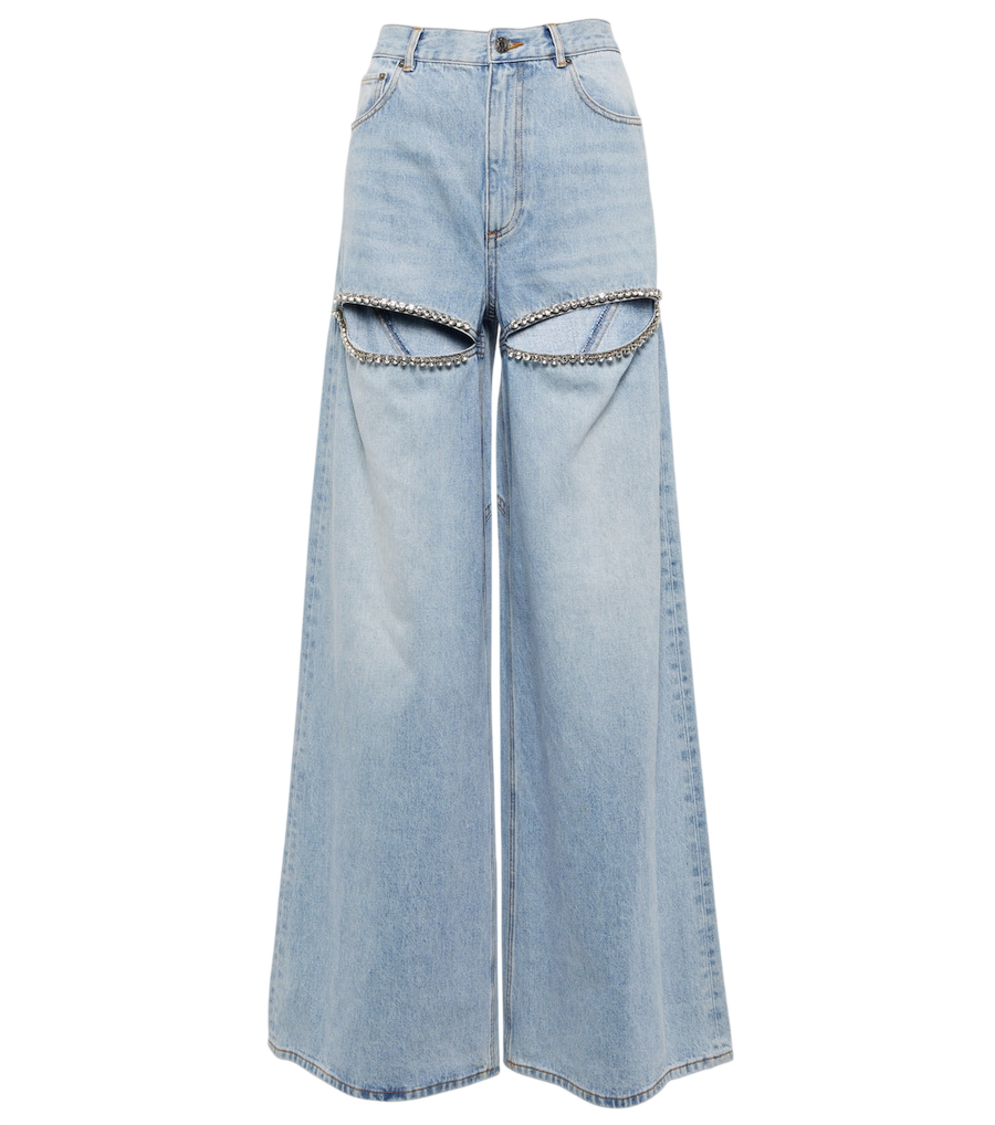 Jean taille haute à jambes larges orné de découpes Area