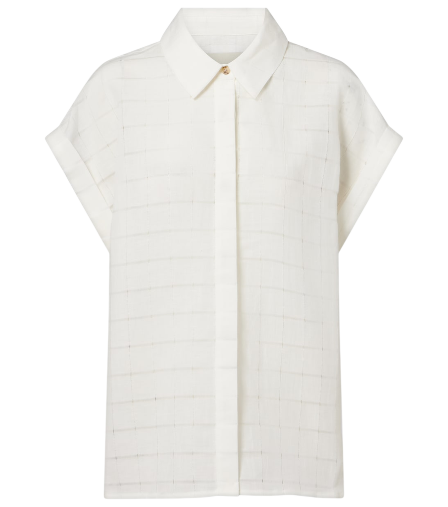 Chemise à carreaux en lin et coton Andra d'Asceno