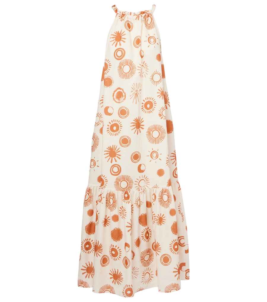 Robe longue Asceno Ibiza en lin et coton imprimé