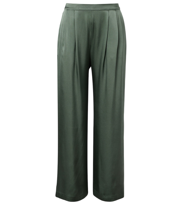 Asceno Pantaloni a gamba larga in twill di seta plissettato Isola