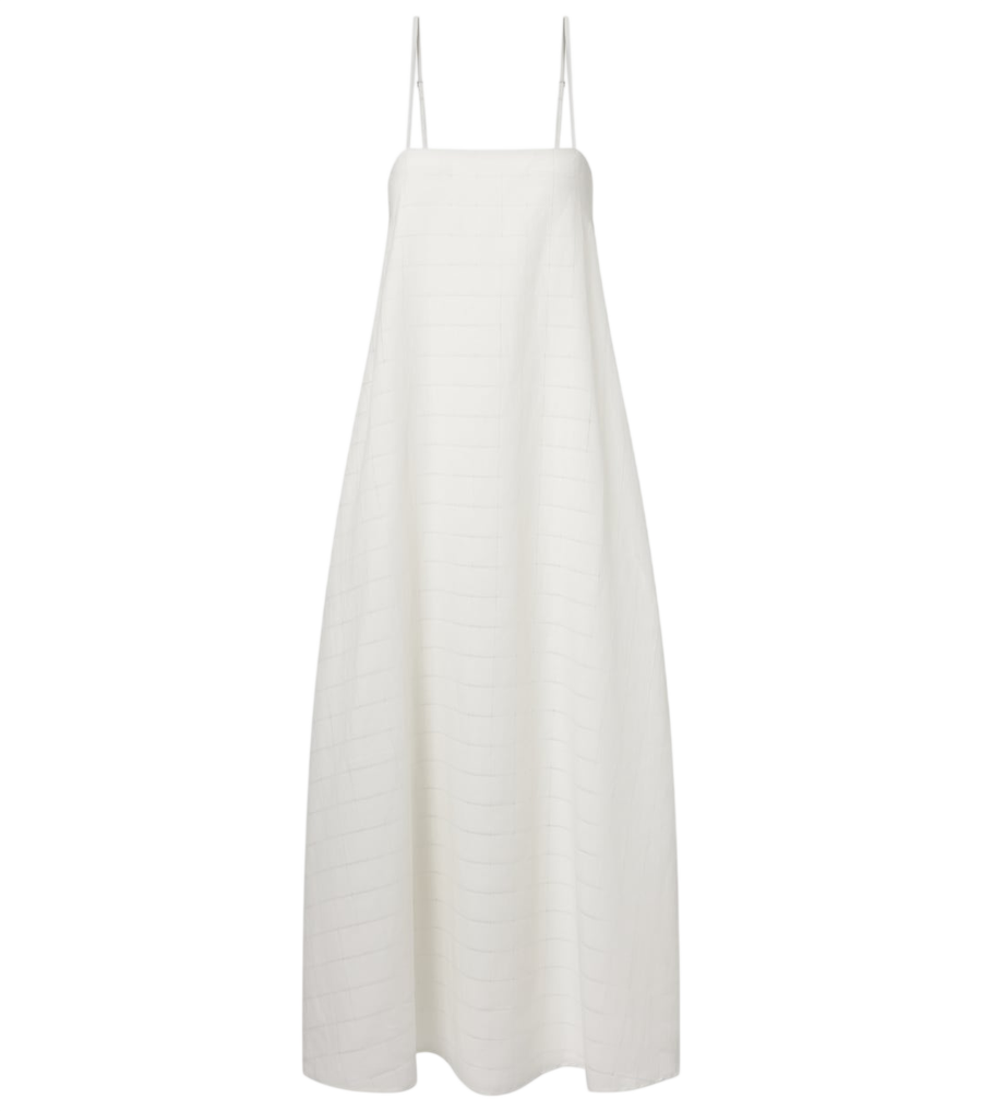 Asceno Melfi checked linen and cotton maxi dress