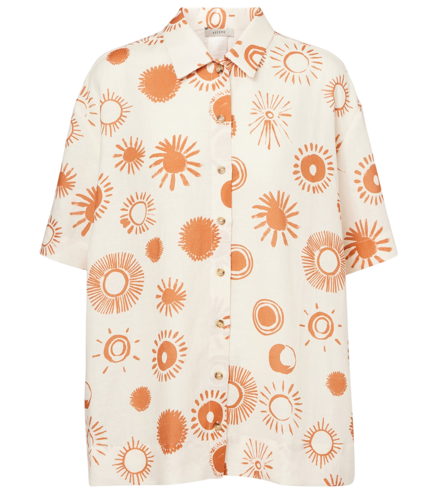 Asceno Montauk linen and cotton bowling shirt