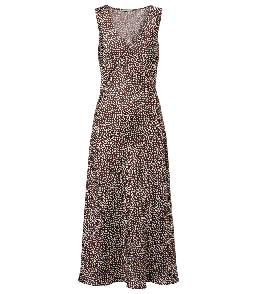 Asceno Provence polka-dot silk twill slip dress