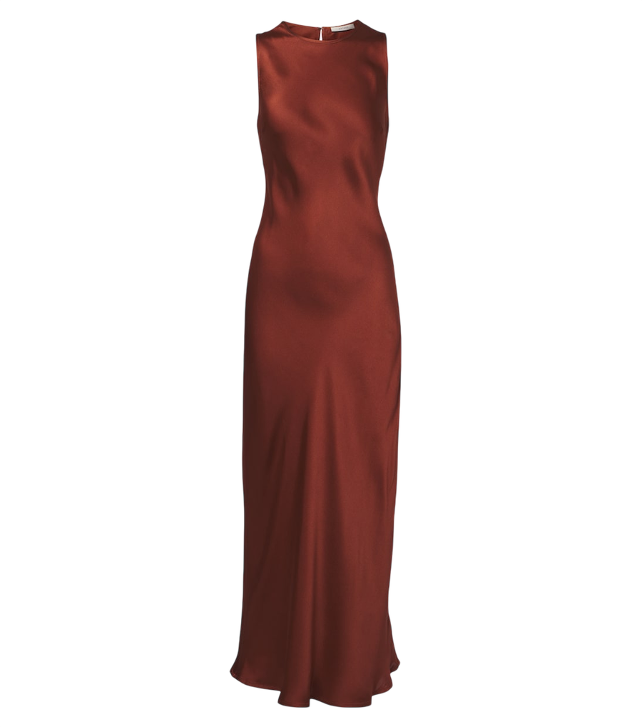 Asceno Valencia silk satin midi dress