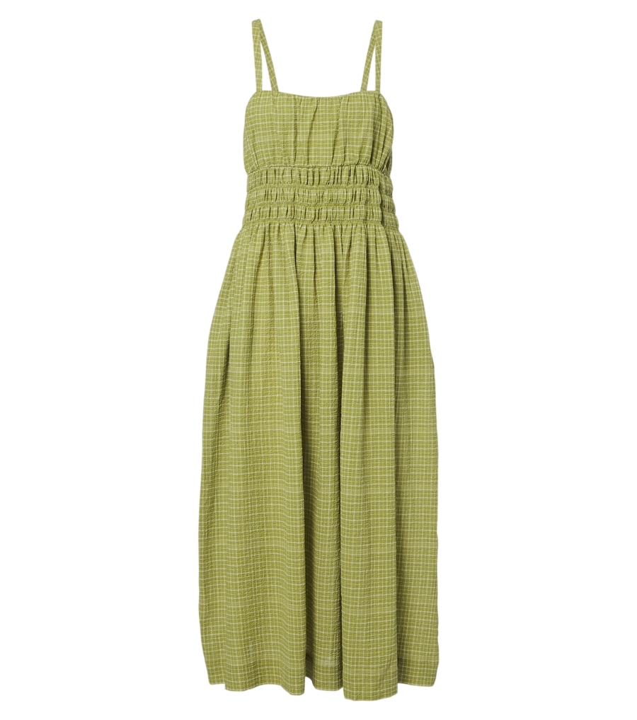 Asceno Verona checked cotton midi dress