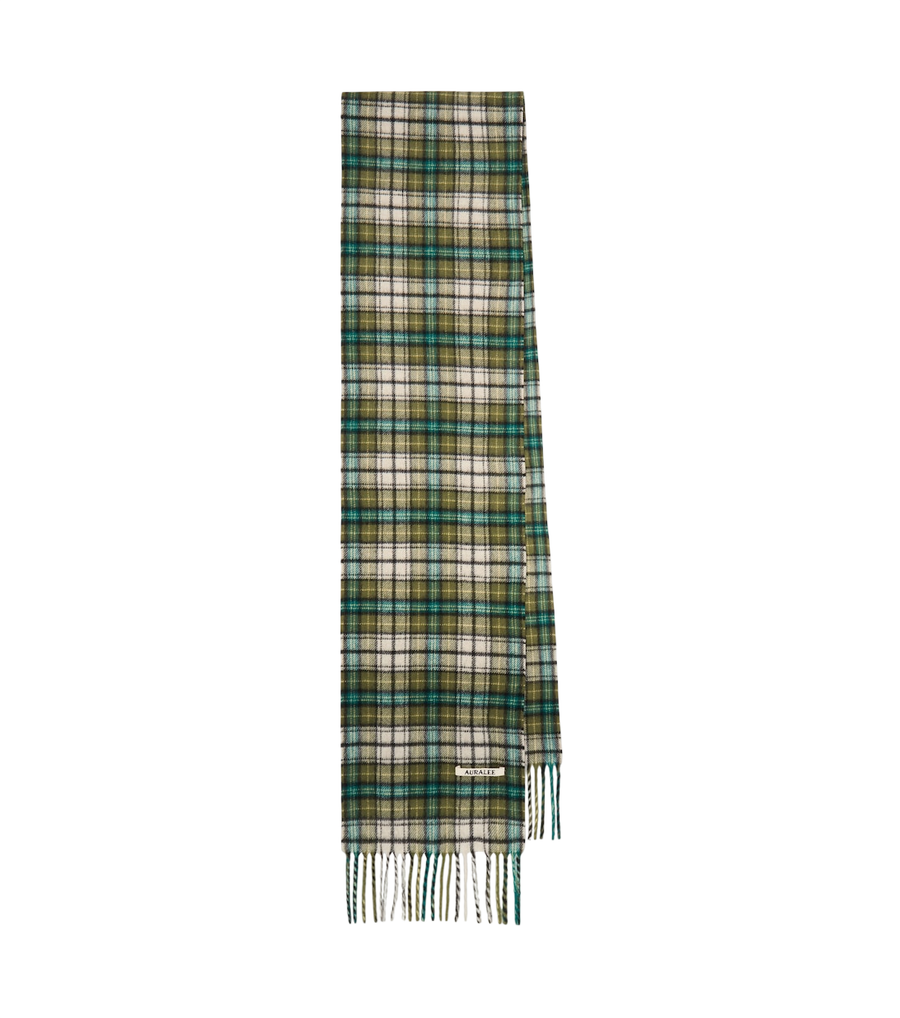 Auralee Checked fringed cashmere scarf