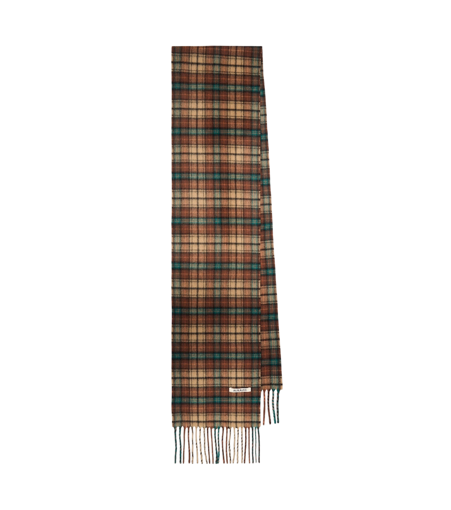 Auralee Checked fringed cashmere scarf
