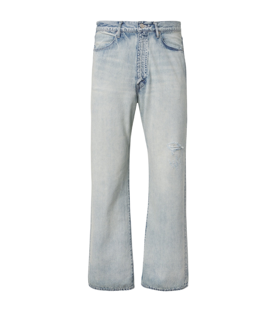 Auralee Distressed straight jeans