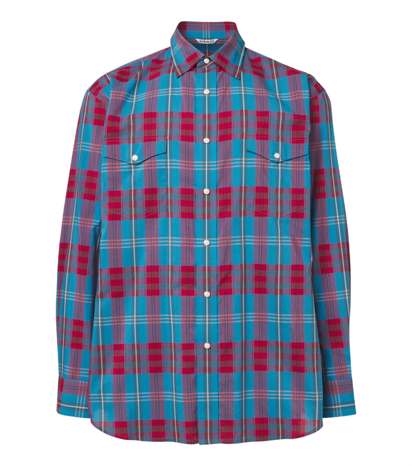Auralee Plaid cotton and silk shirt