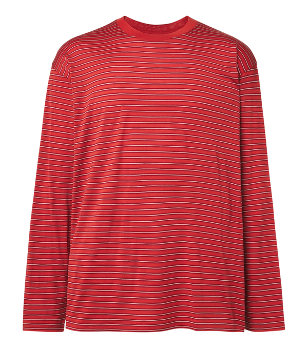 Auralee Striped wool T-shirt