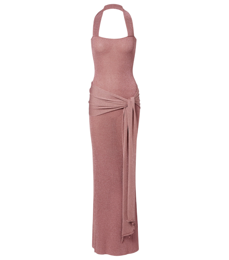 Aya Muse Knitted lamé maxi dress