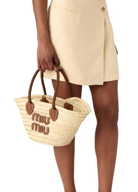 MIU MIU Small Raffia Tote Bag