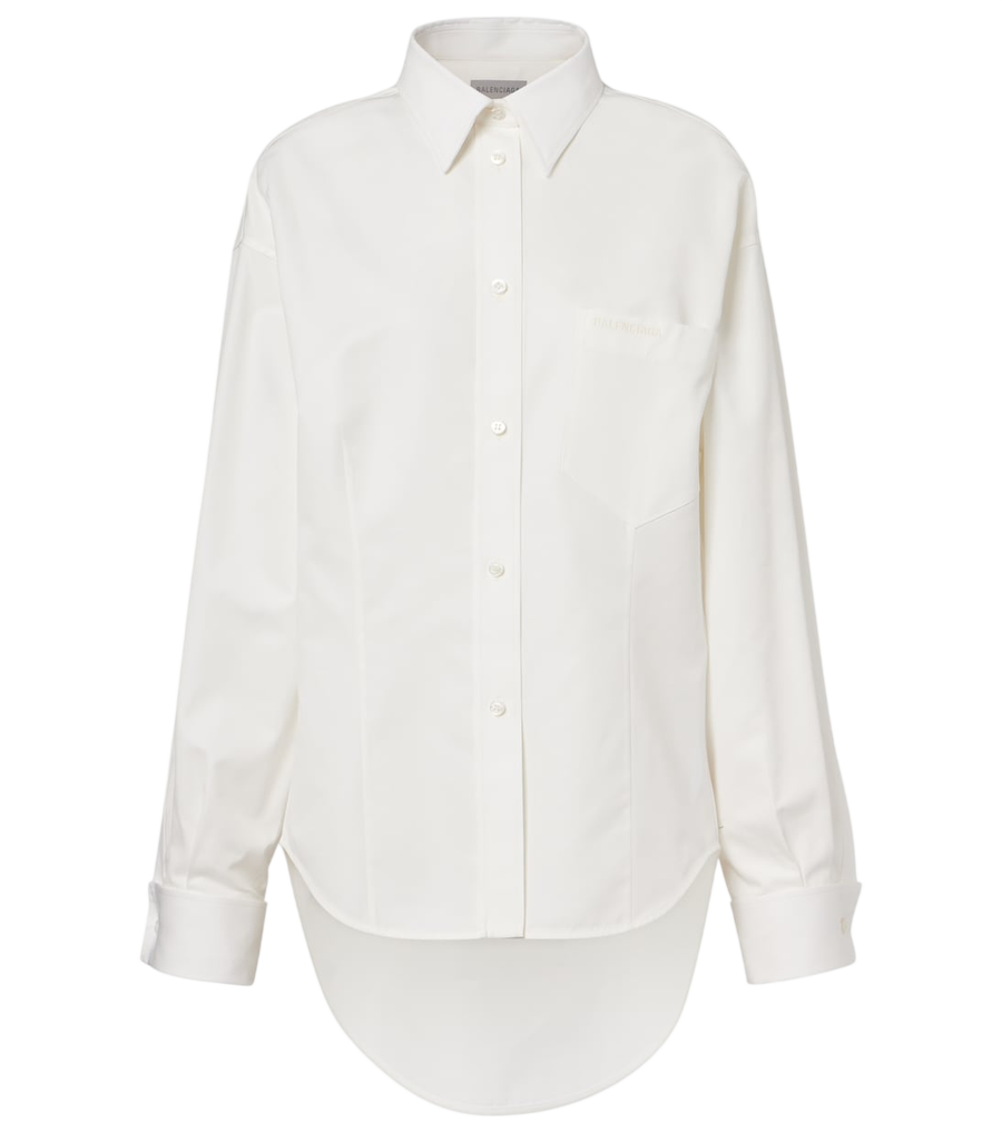 Camisa asimétrica de Balenciaga en popelina de algodón y seda