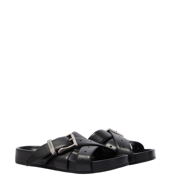 Mules de piel con cinturón de Balenciaga
