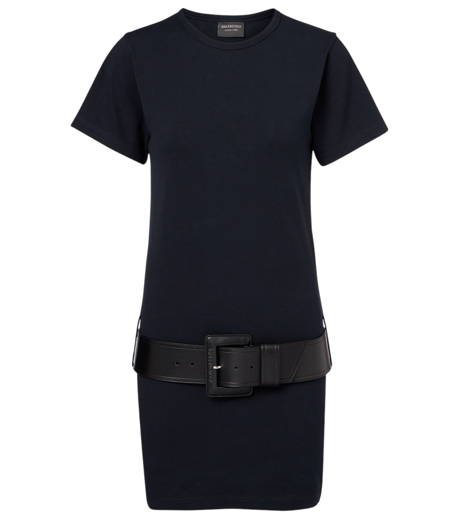 Balenciaga Belted cotton-blend jersey minidress