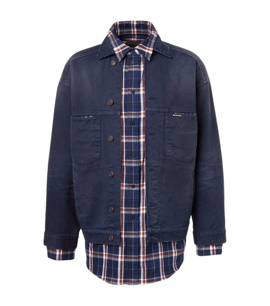 Balenciaga Checked layered denim jacket