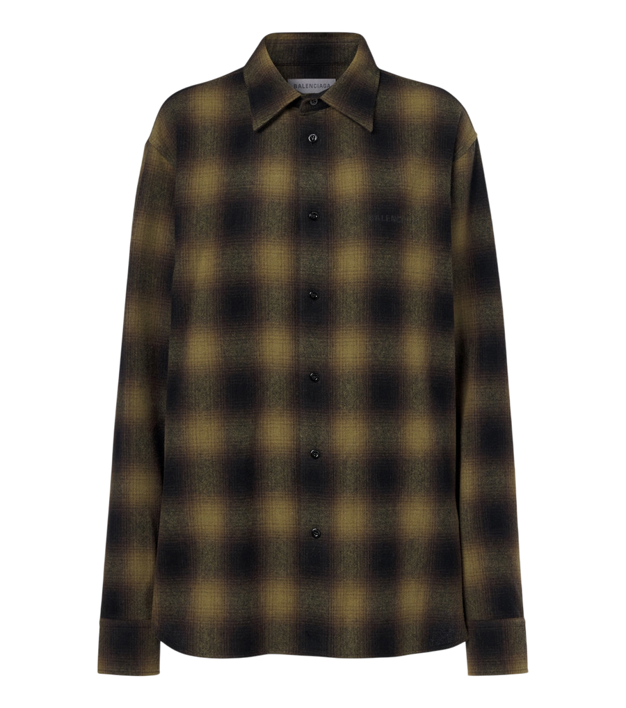 Balenciaga Checked wool-blend flannel overshirt