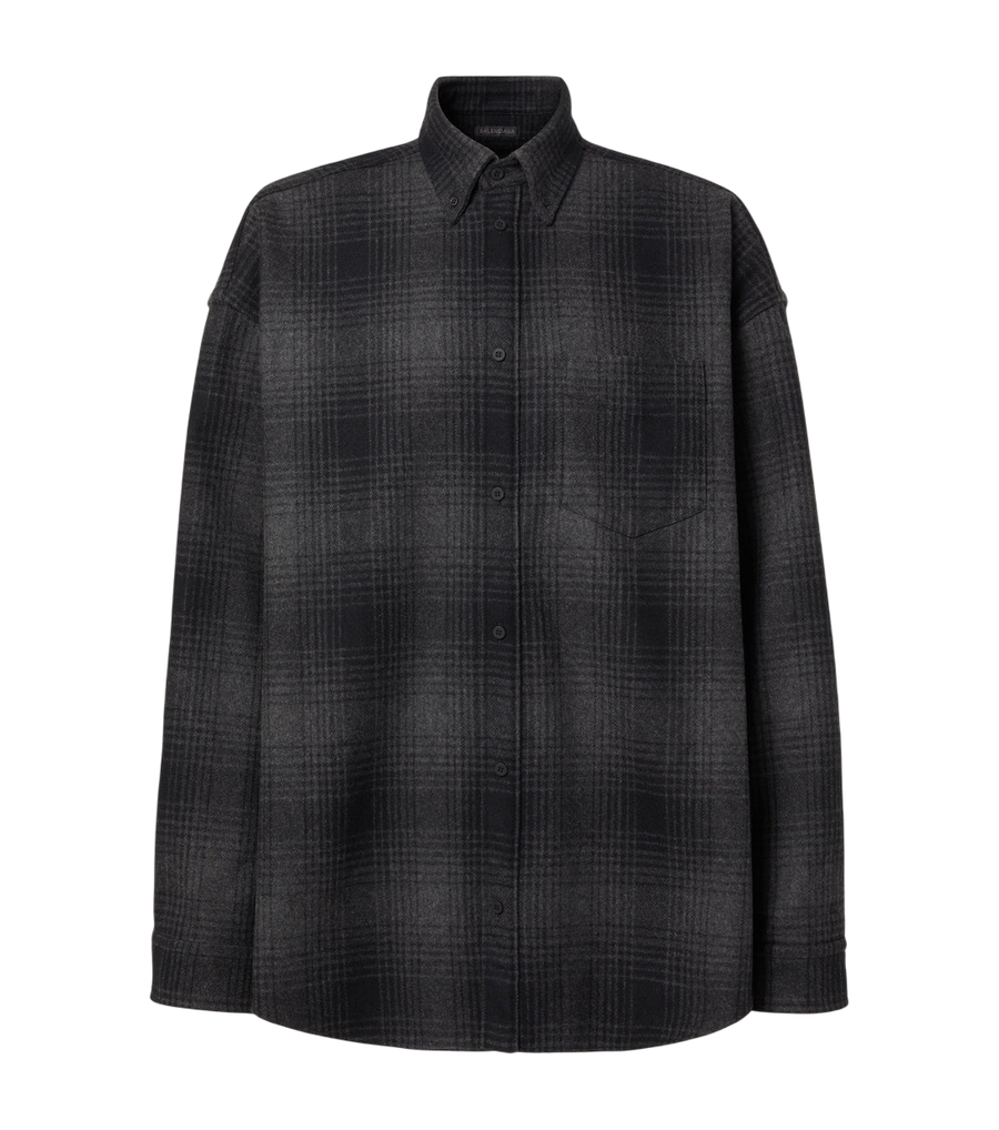 Balenciaga Checked wool-blend flannel shirt