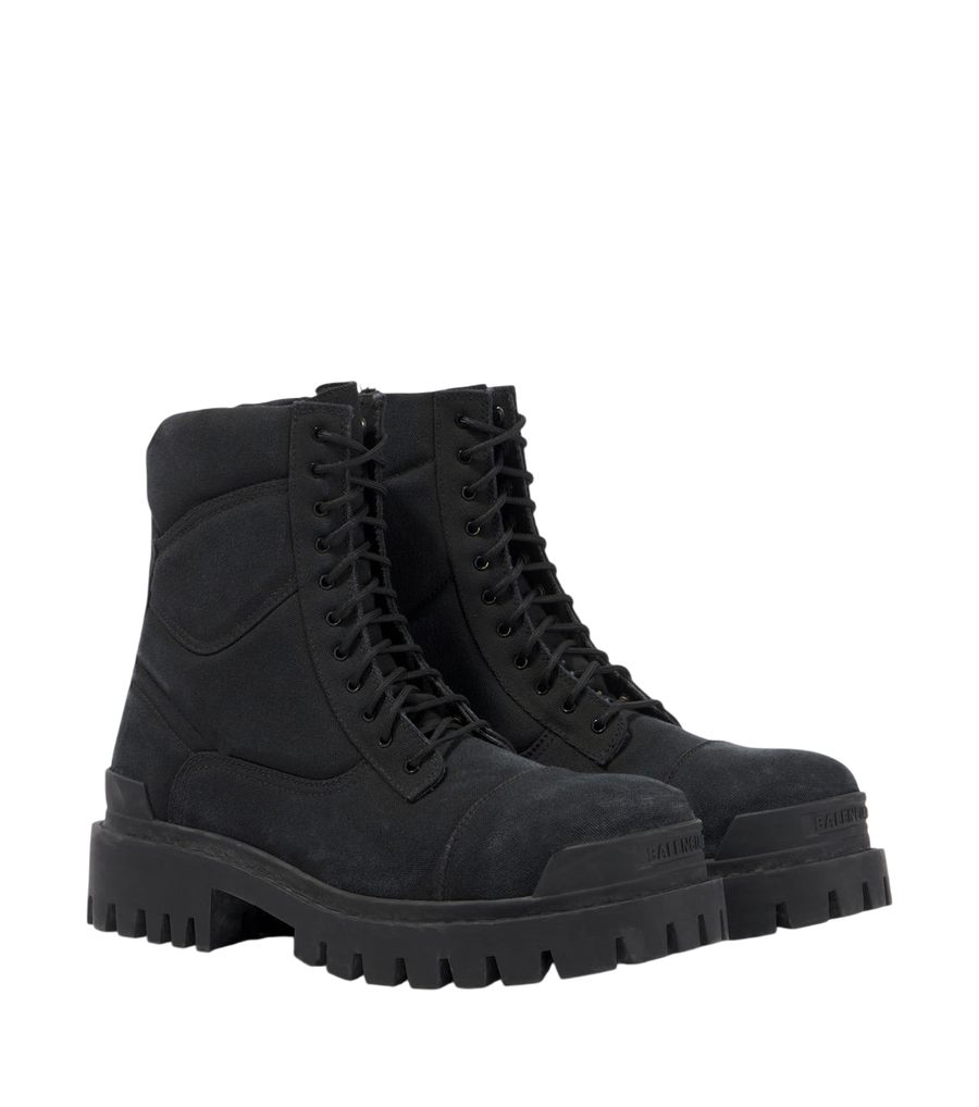 Balenciaga Combat Strike canvas lace-up boots