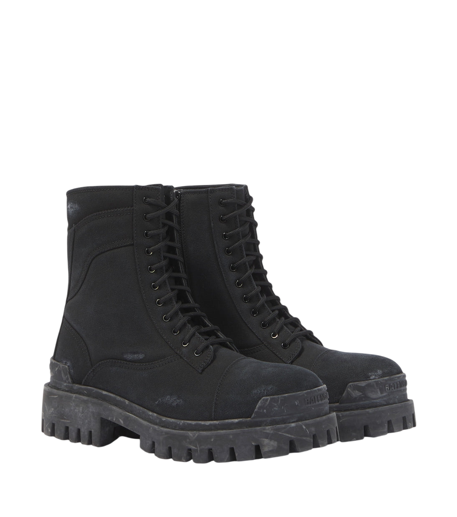Balenciaga Combat Strike canvas lace-up boots