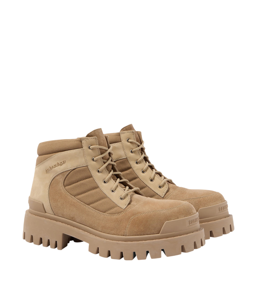 Balenciaga Combat Strike suede-trimmed lace-up boots