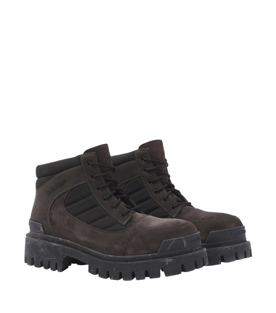 Balenciaga Combat Strike suede-trimmed lace-up boots