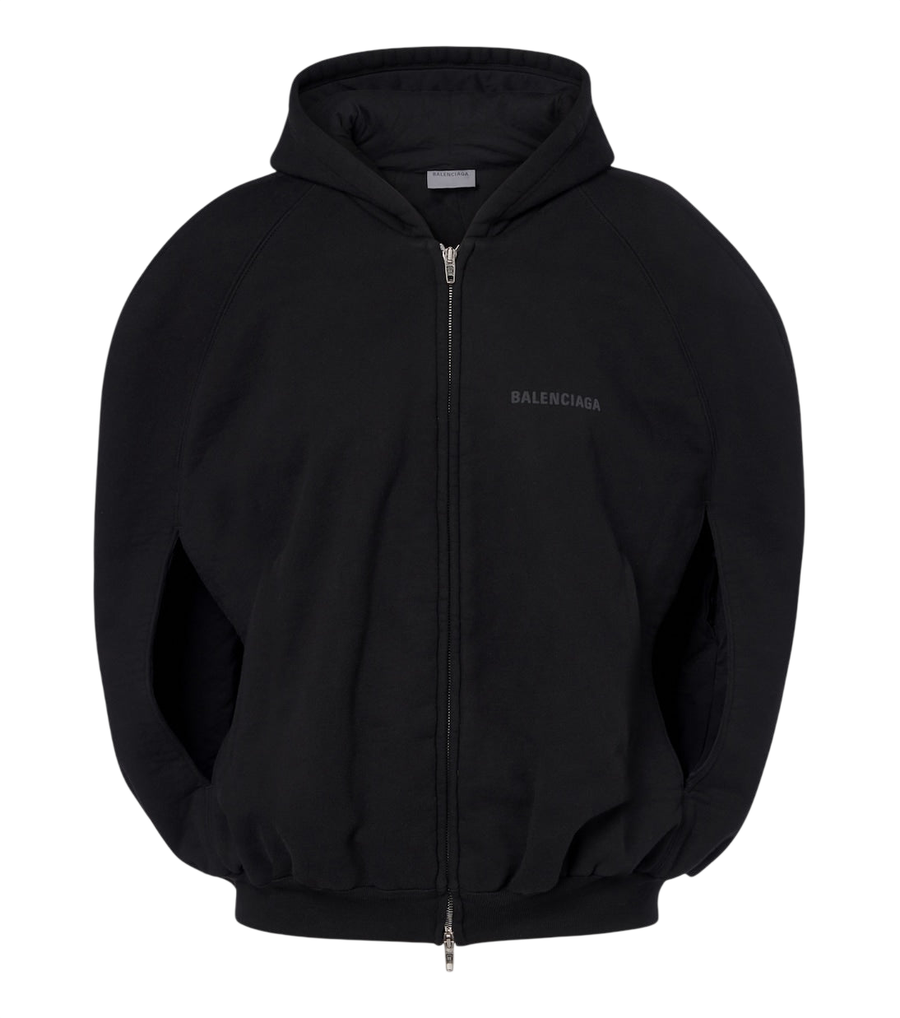 Sweat à capuche zippé en coton Balenciaga